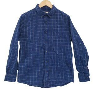 St Johns Bay Blue Plaid Button Down Shirt Long Sleeve Classic Cotton Casual Prep